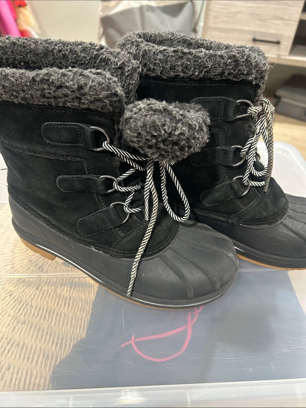 Target Black Faux-Fur Lace-Up Winter Boots